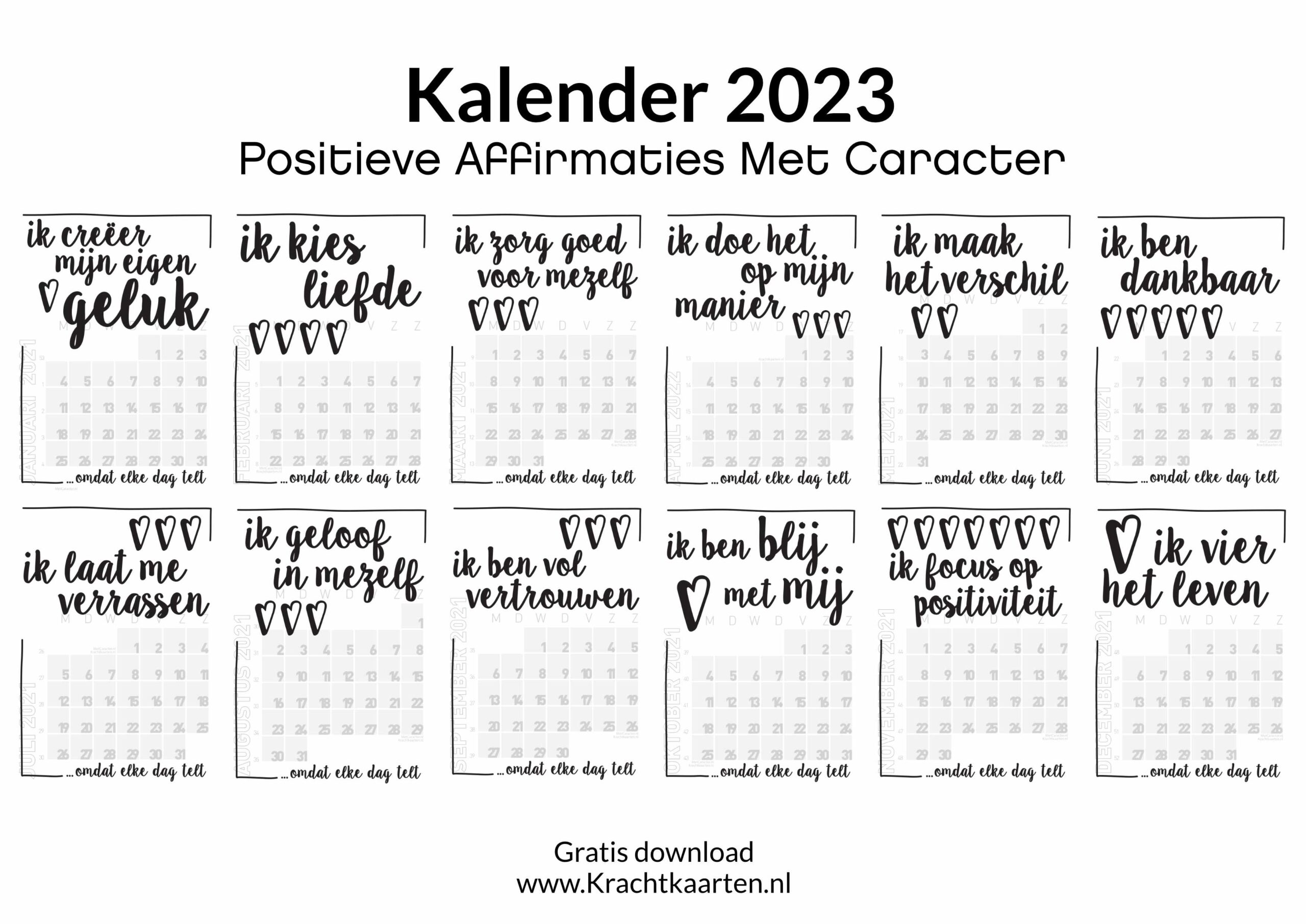 Buitenboordmotor Leuk vinden Feest Kalender 2023 Met Positieve Affirmaties - Krachtkaarten Met Caracter |  Gratis download
